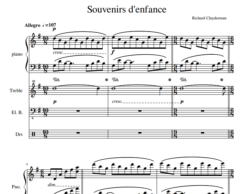 Richard Clayderman - Souvenirs d'enfance sheet music for piano